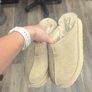 UGG Cream Suede Slip-On Slippers
